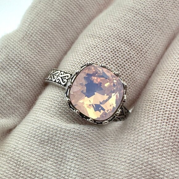 925 Sterling Silver Pink Quartz Ring - Size 8.25 - Picture 1 of 11